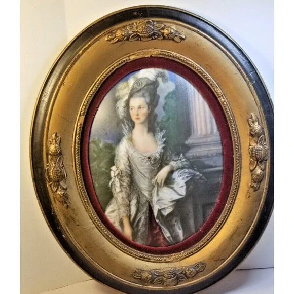 Print of The Honourable Mrs Graham by Gainsborough Antique Oval Bubble Frame